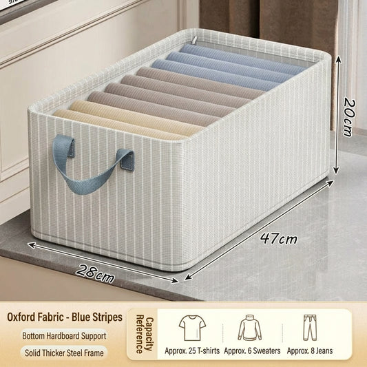 [Set of 2] Stackable Steel Frame Closet Organizers – Reinforced Oxford Fabric Storage Bins