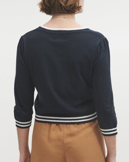 Lowie Navy Cotton Fish Cardigan