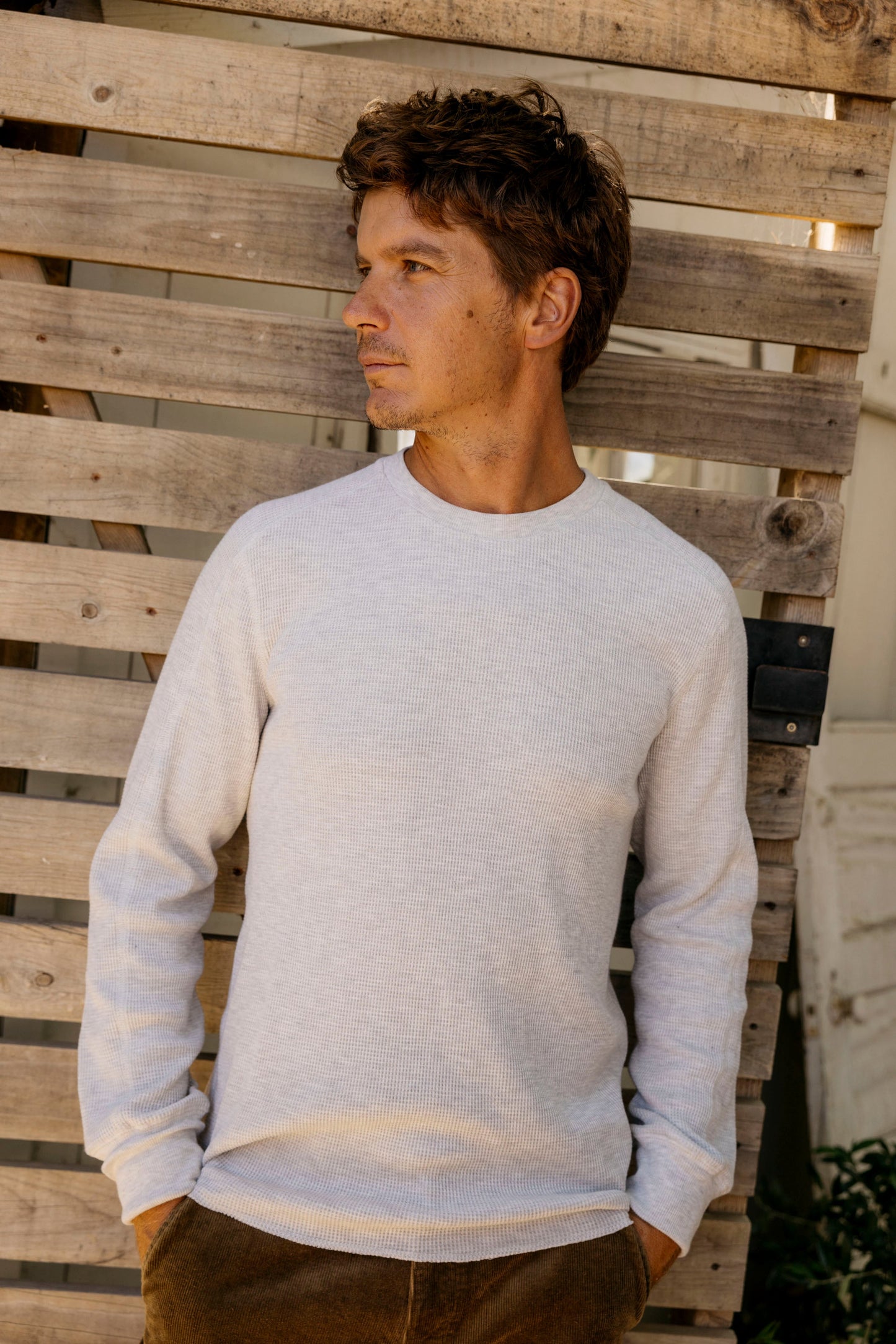 New Spencer Waffle Crew - Oatmeal Heather