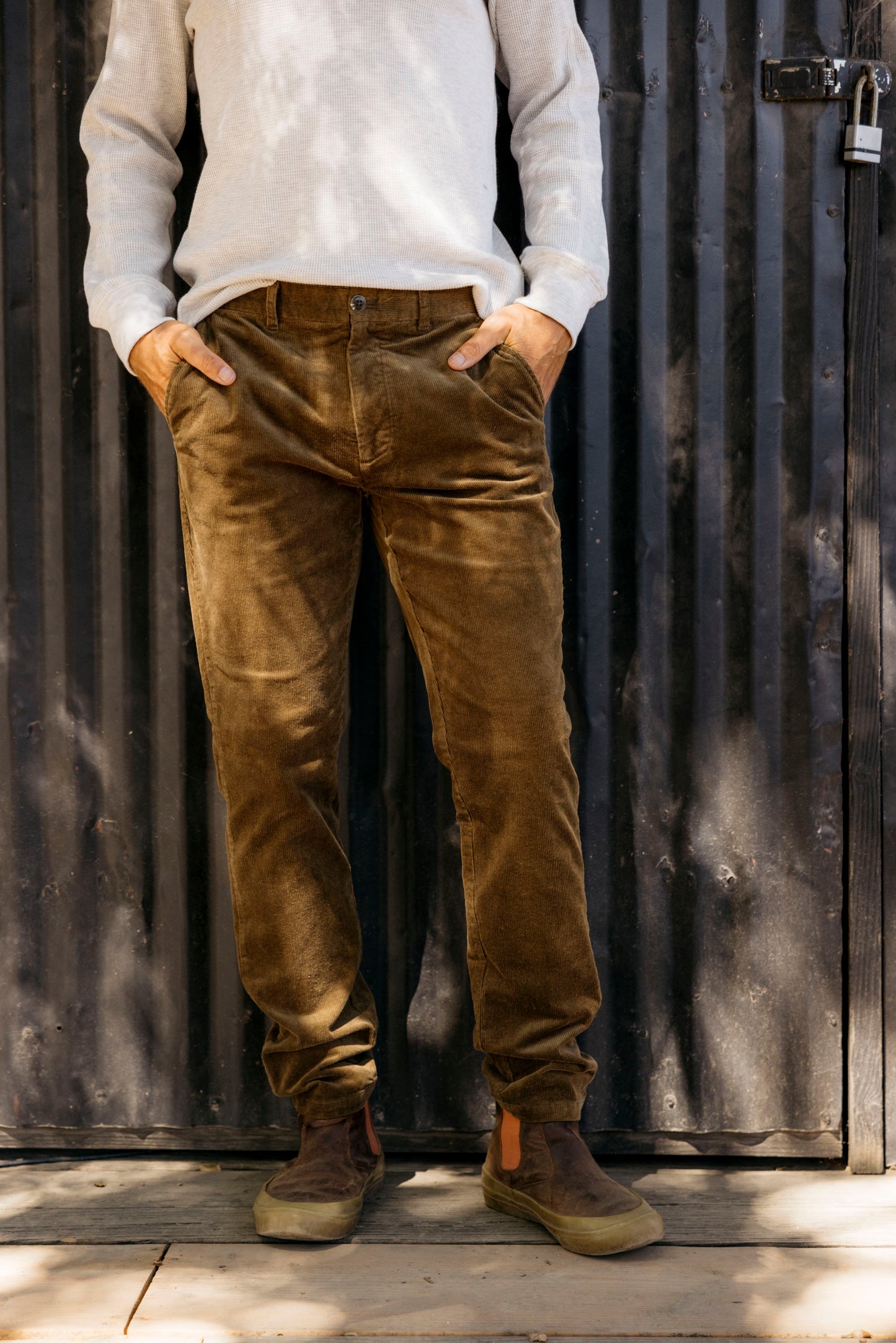 Corduroy Stretch Slim Fit Pants - Mushroom