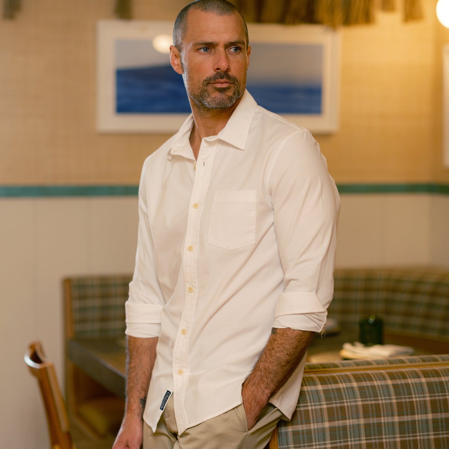 Charles Stretch Oxford Shirt - White