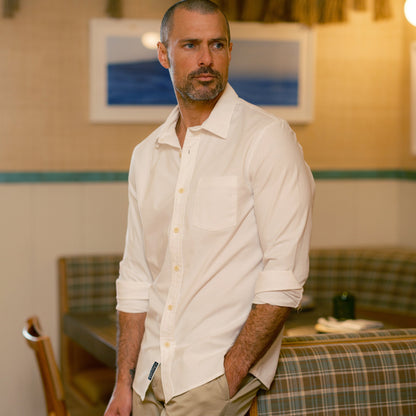 Charles Stretch Oxford Shirt - White