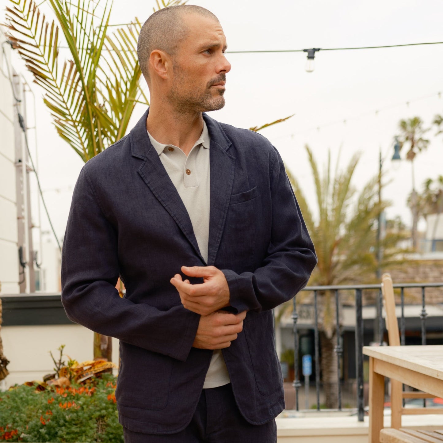 Bal Harbour 2 Button Linen Blazer - Navy
