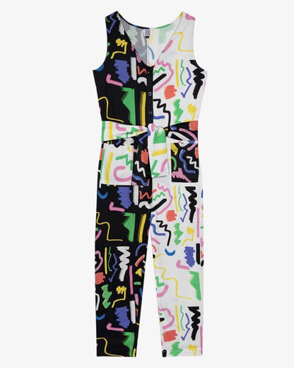 Miss Pompom Black & White Scribble Sunny Days Jumpsuit