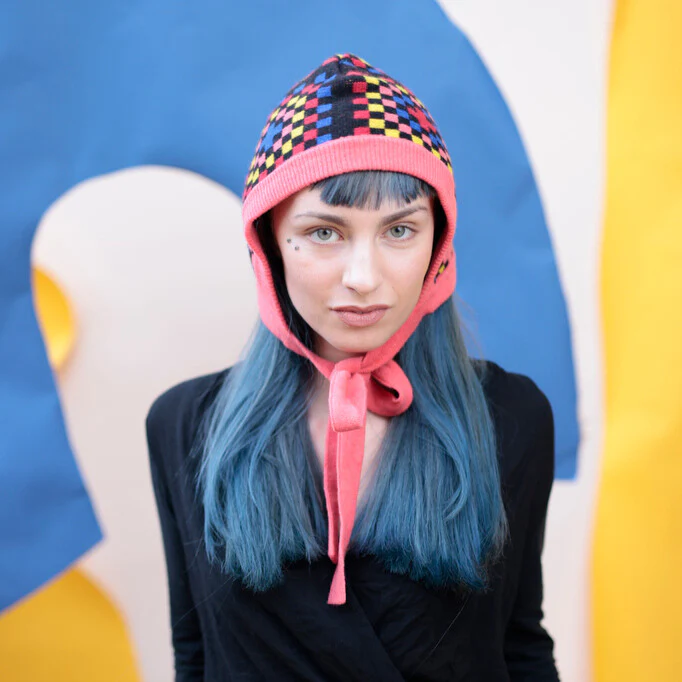 Miss PomPom Granny Squares Wool Bonnet Hat
