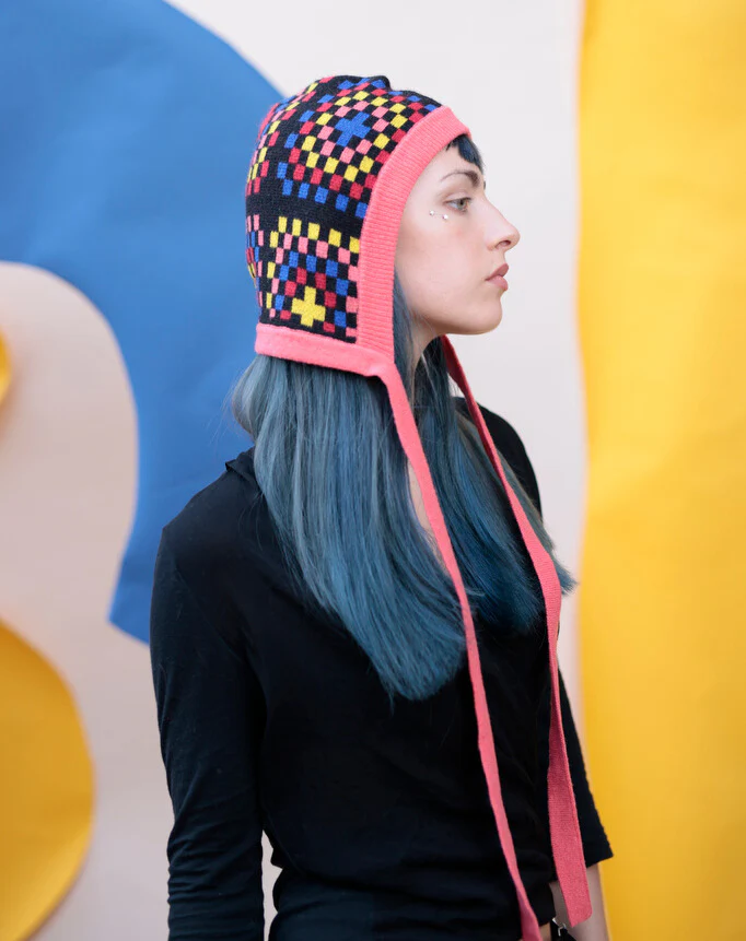 Miss PomPom Granny Squares Wool Bonnet Hat
