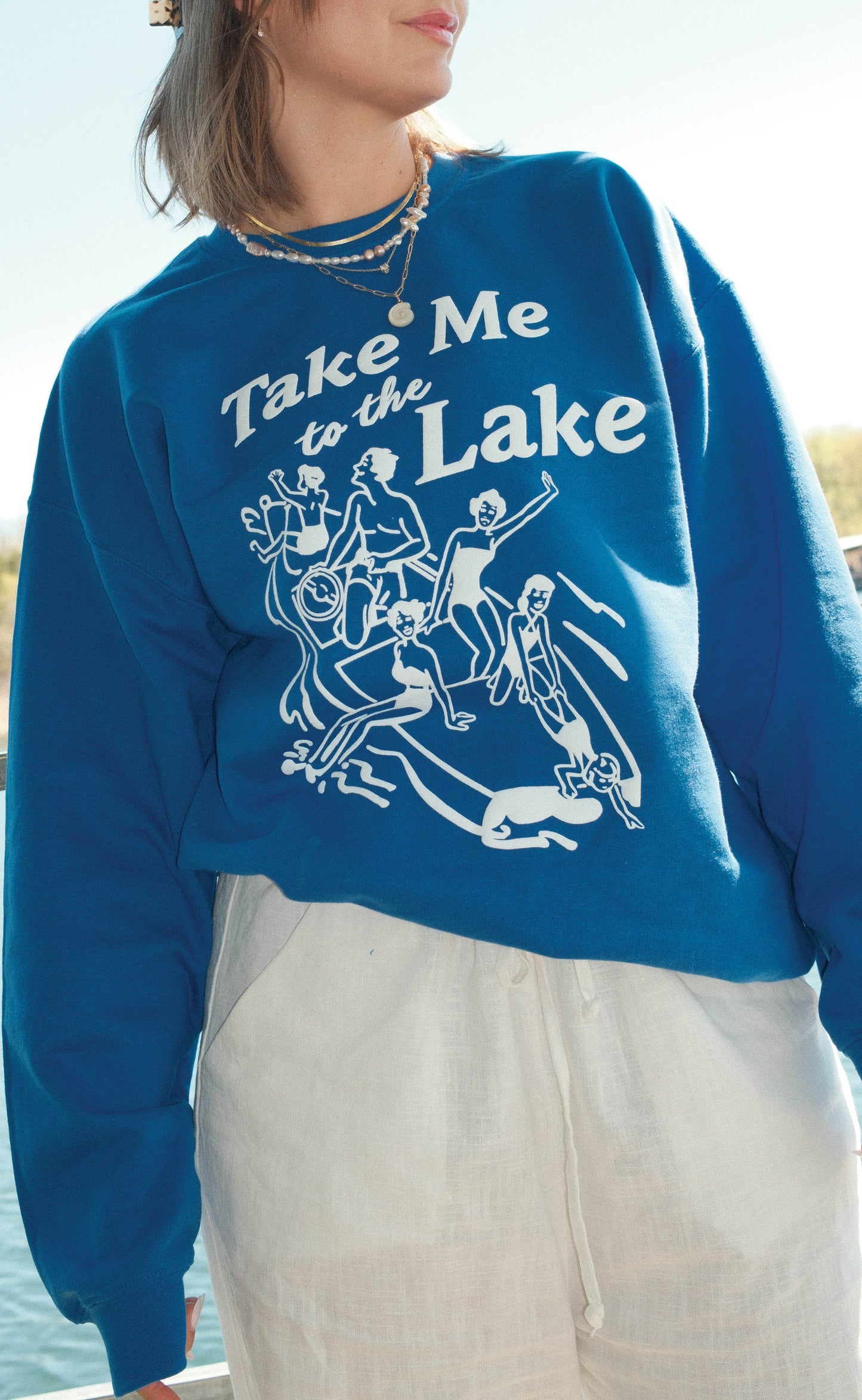 charlie southern x jo johnson overby: take me to the lake sweatshirt - royal