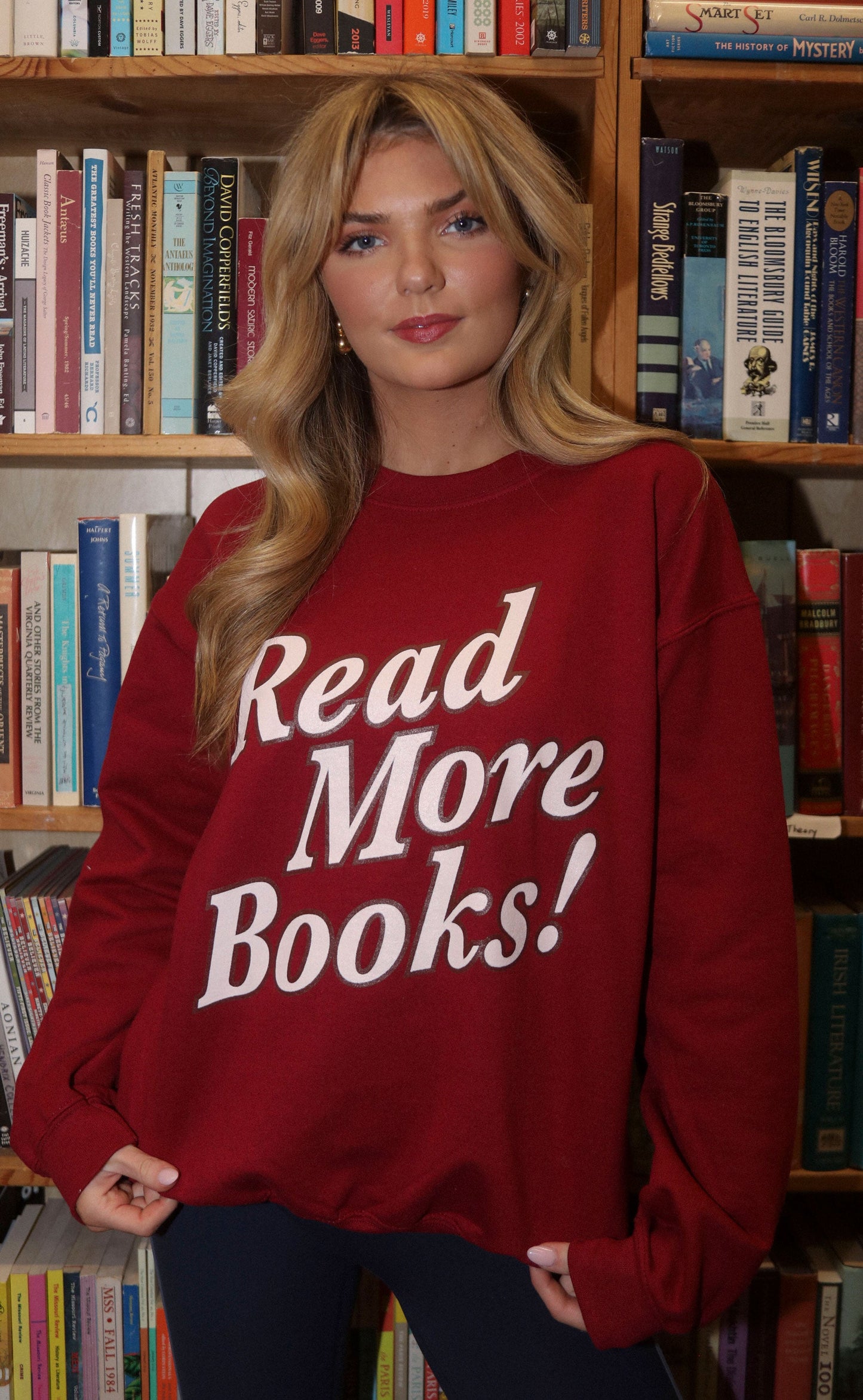 friday + saturday x jo johnson overby: read more books sweatshirt