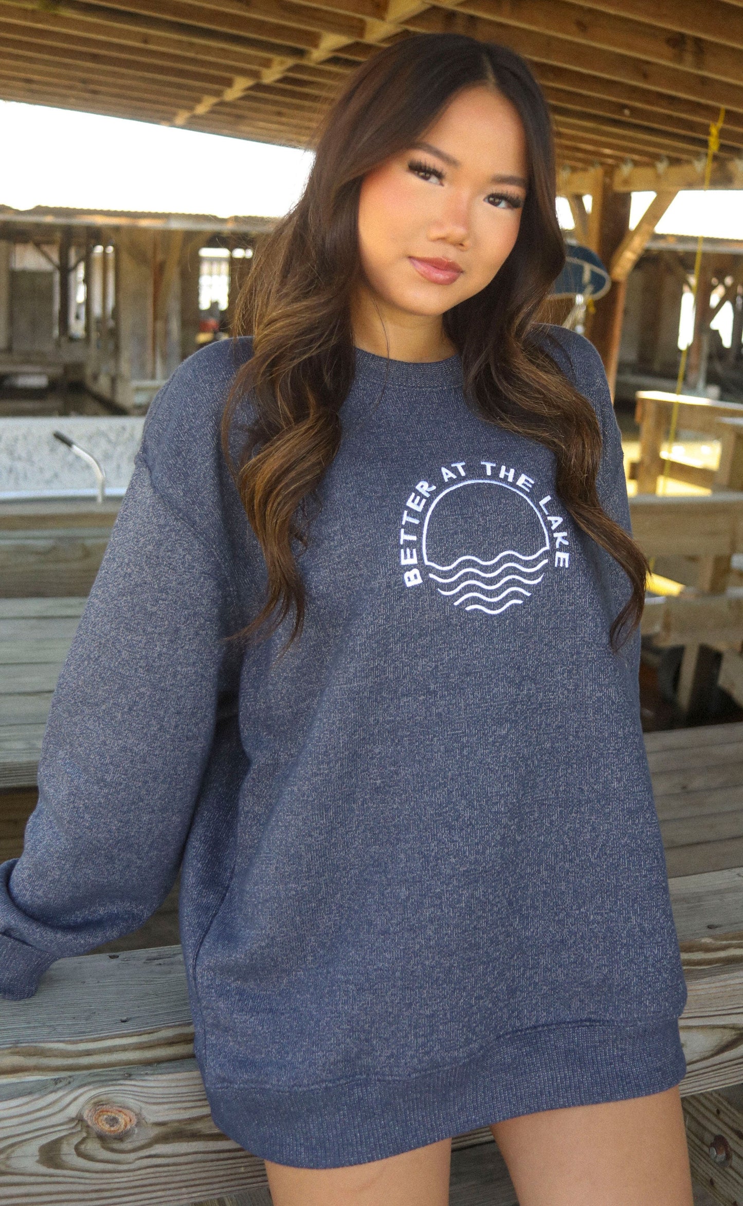 jo johnson: better at the lake embroidered crewneck
