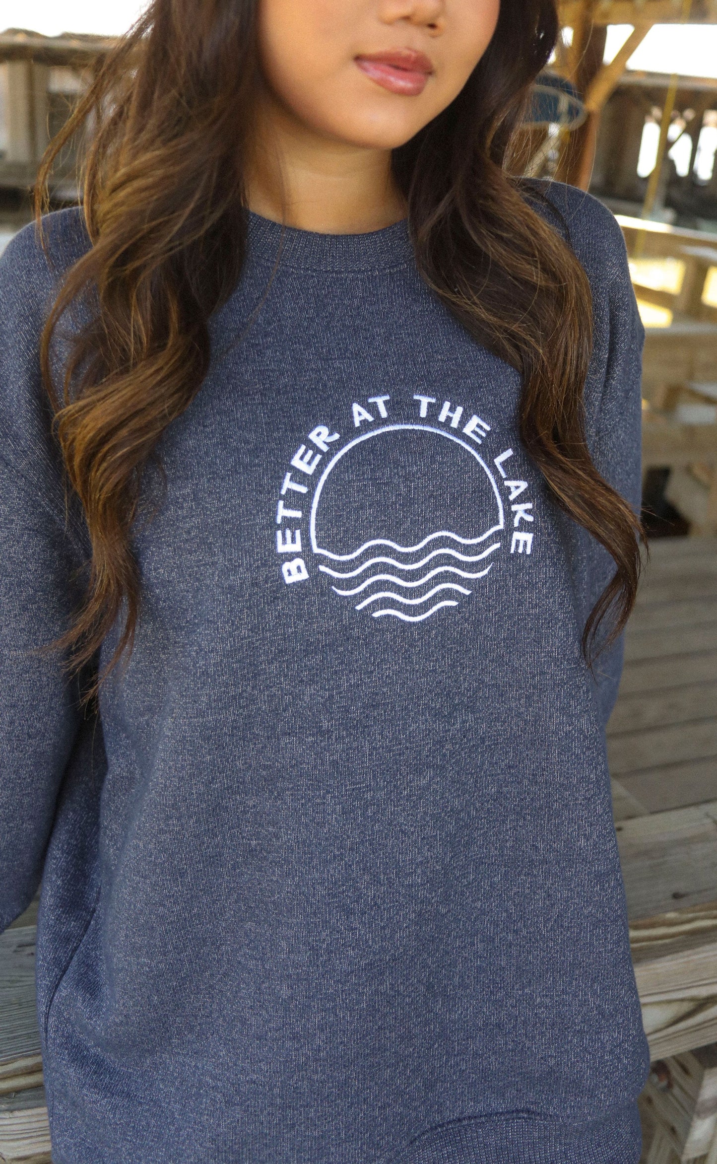 jo johnson: better at the lake embroidered crewneck