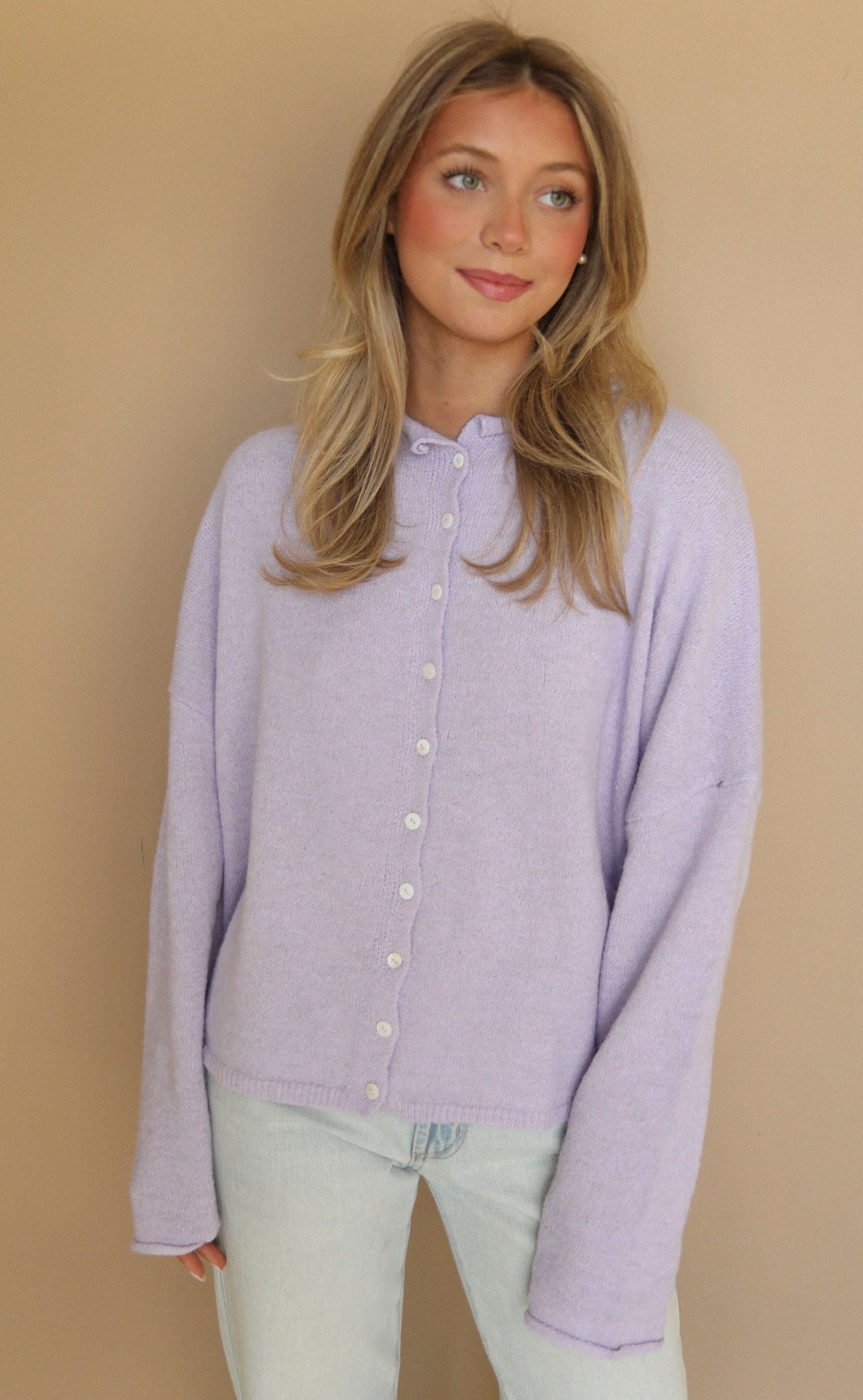 beat of your heart cardigan - lavender