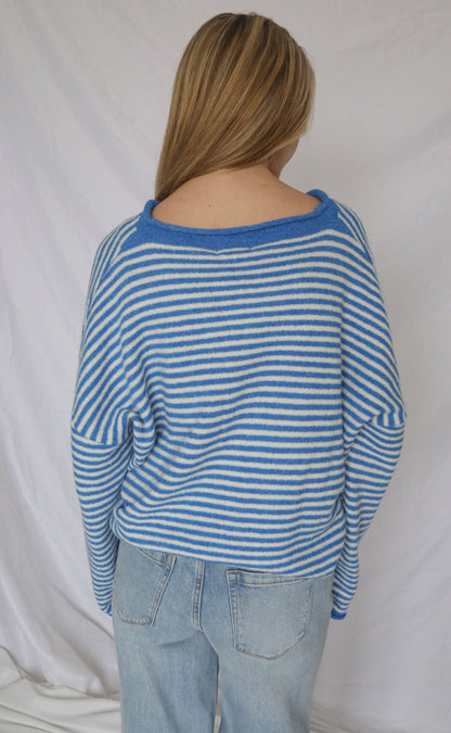 beat of your heart cardigan - blue stripe