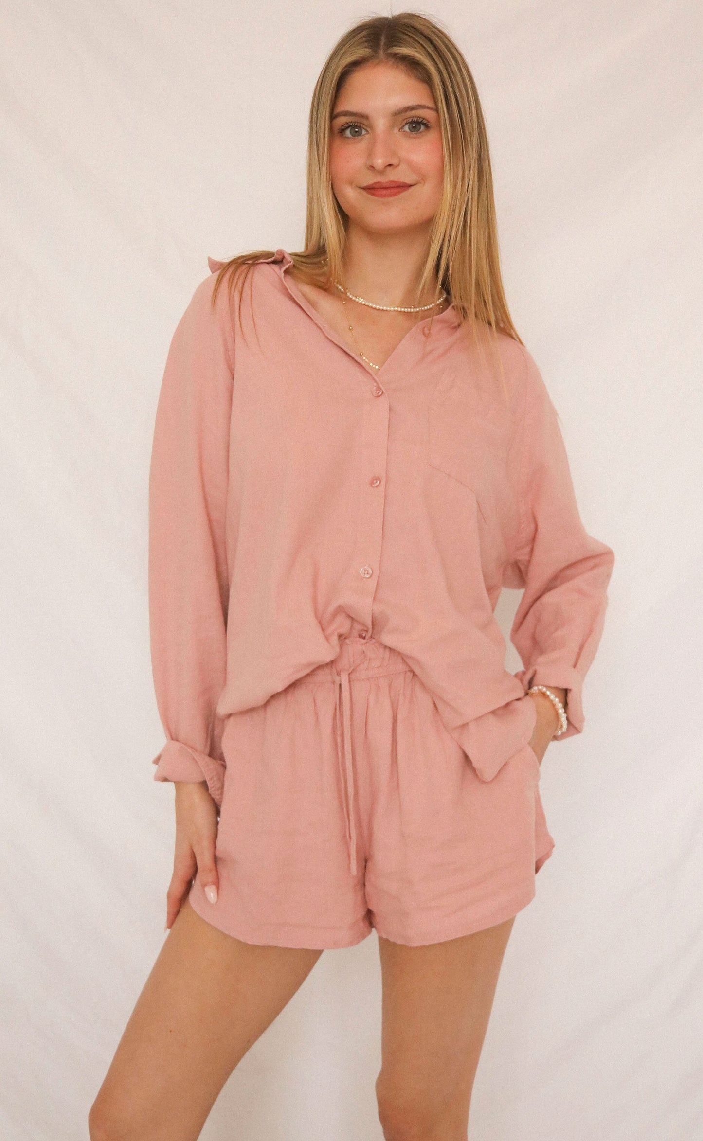 z supply: the perfect linen short - pink smoke