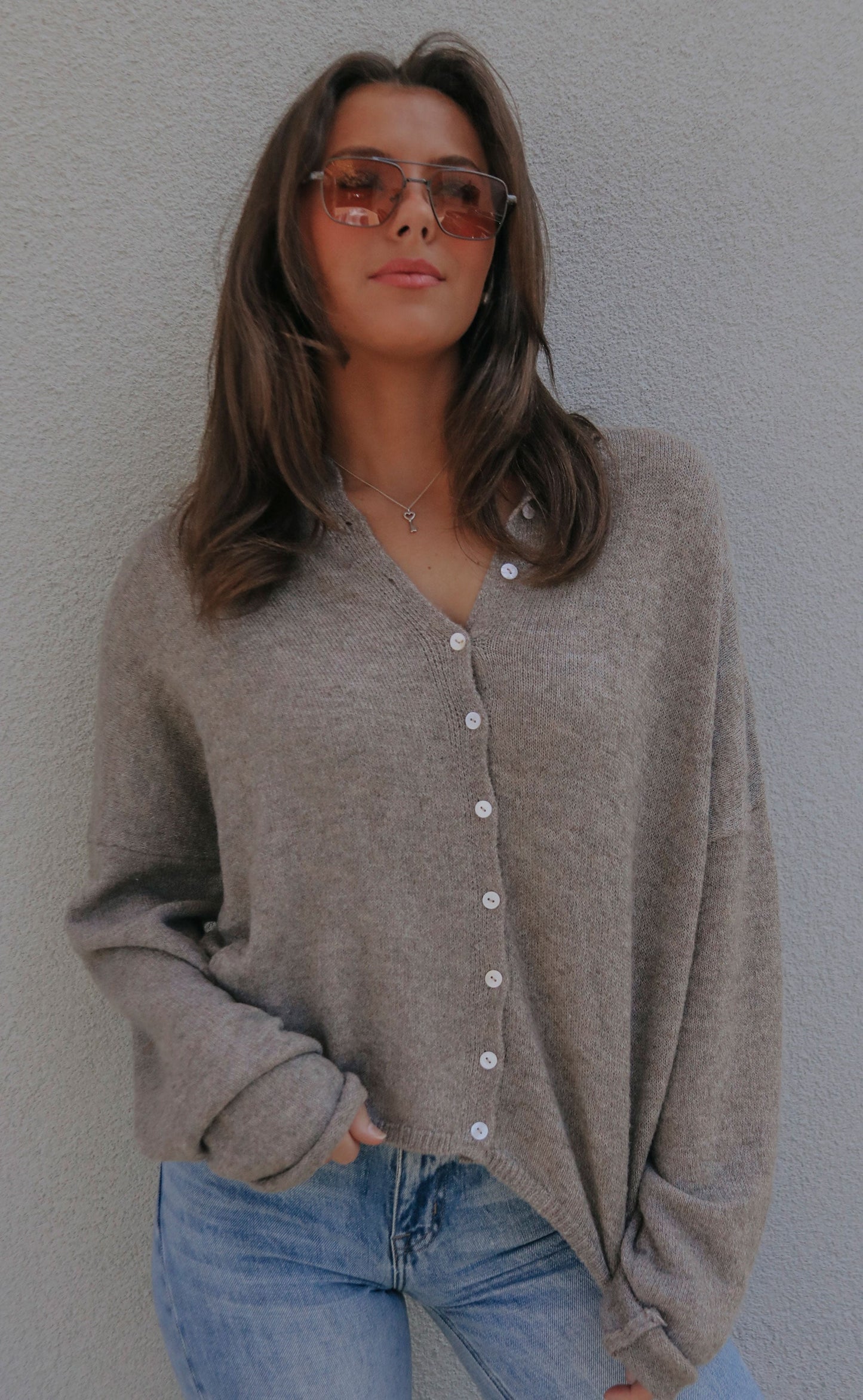 beat of your heart cardigan - mocha