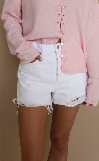 pistola: nova high rise cut off short - white vintage