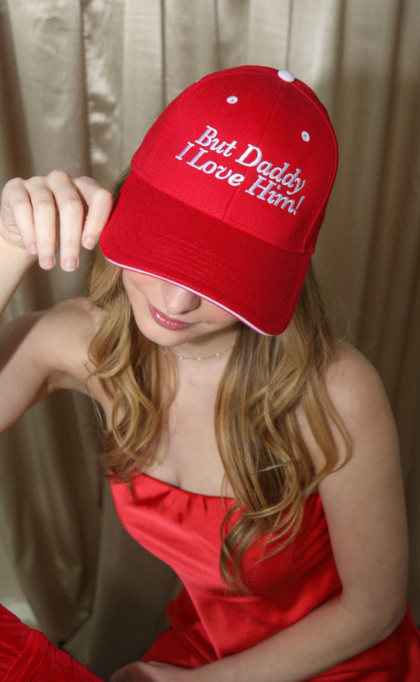 friday + saturday: i love him trucker hat
