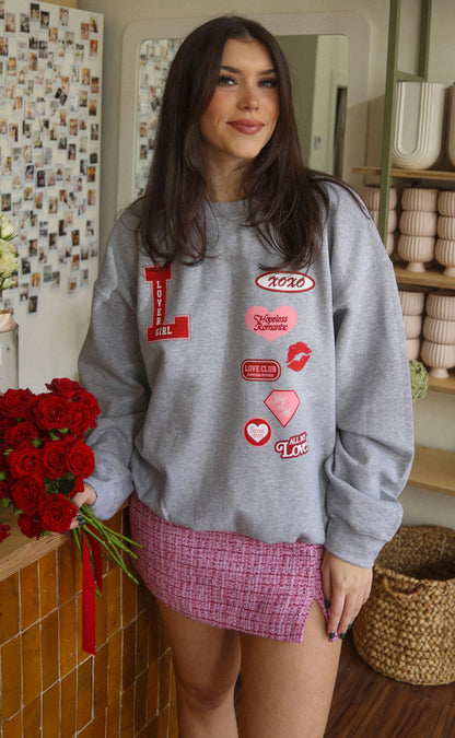 friday + saturday: lover girl patches sweatshirt