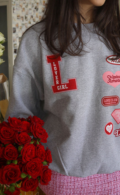friday + saturday: lover girl patches sweatshirt