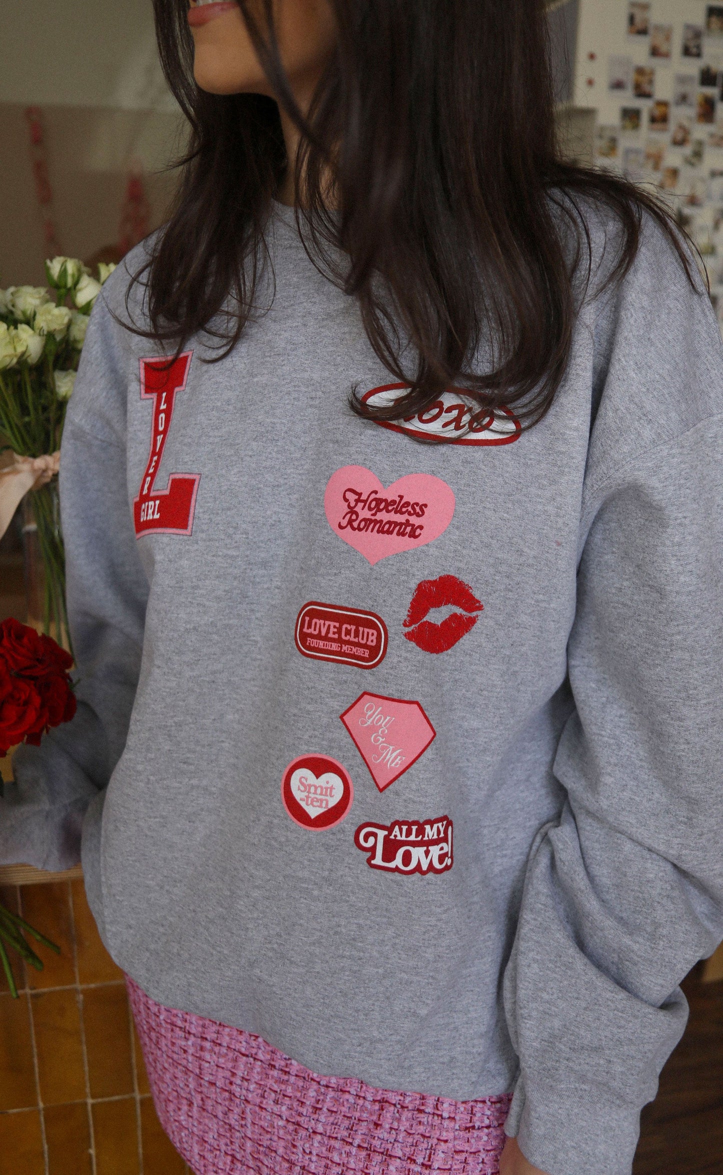 friday + saturday: lover girl patches sweatshirt