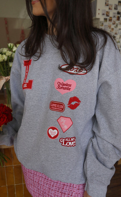 friday + saturday: lover girl patches sweatshirt