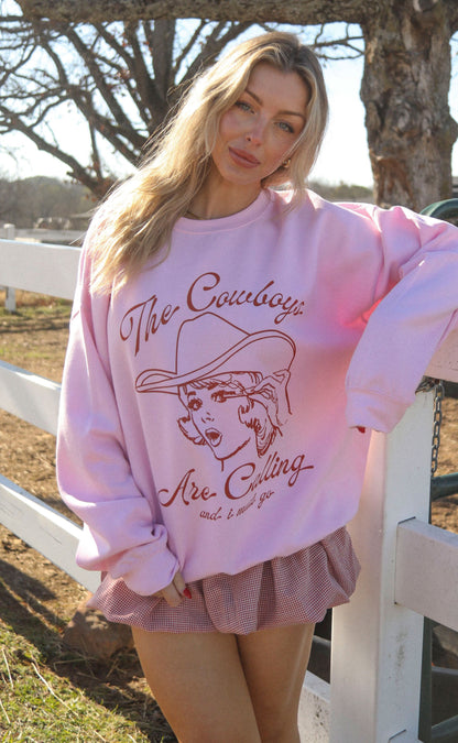 charlie southern: cowboys are calling sweatshirt - pink