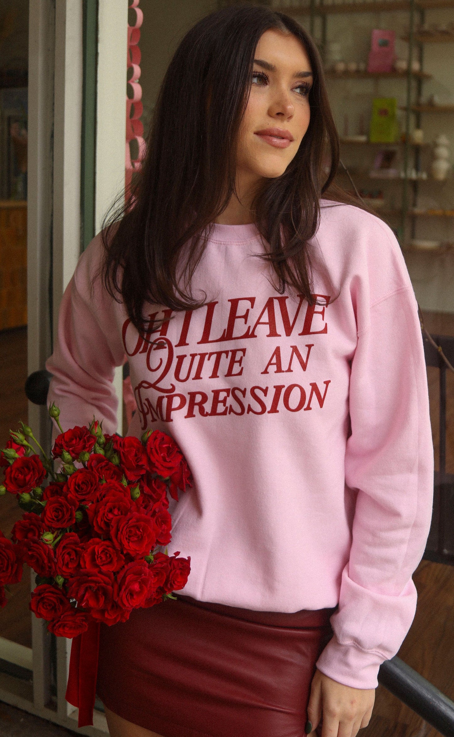 friday + saturday: quite an impression sweatshirt