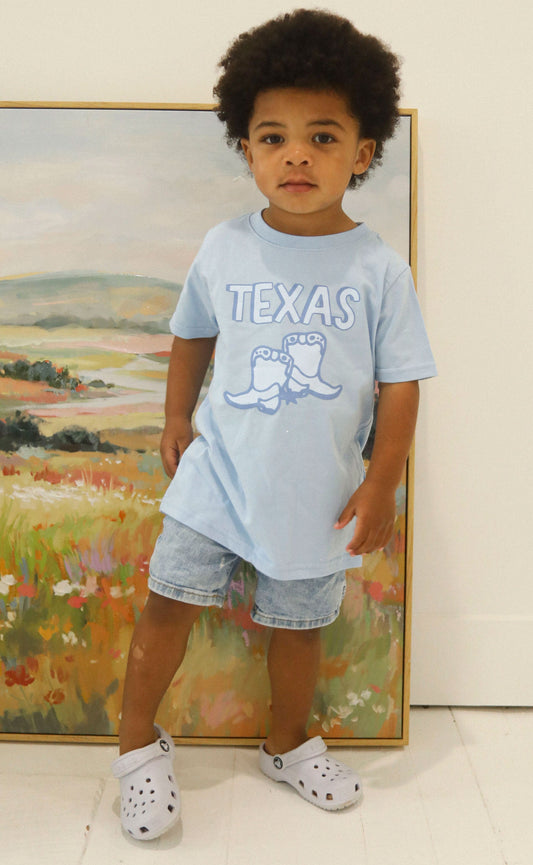charlie southern: texas blue boots kids tee