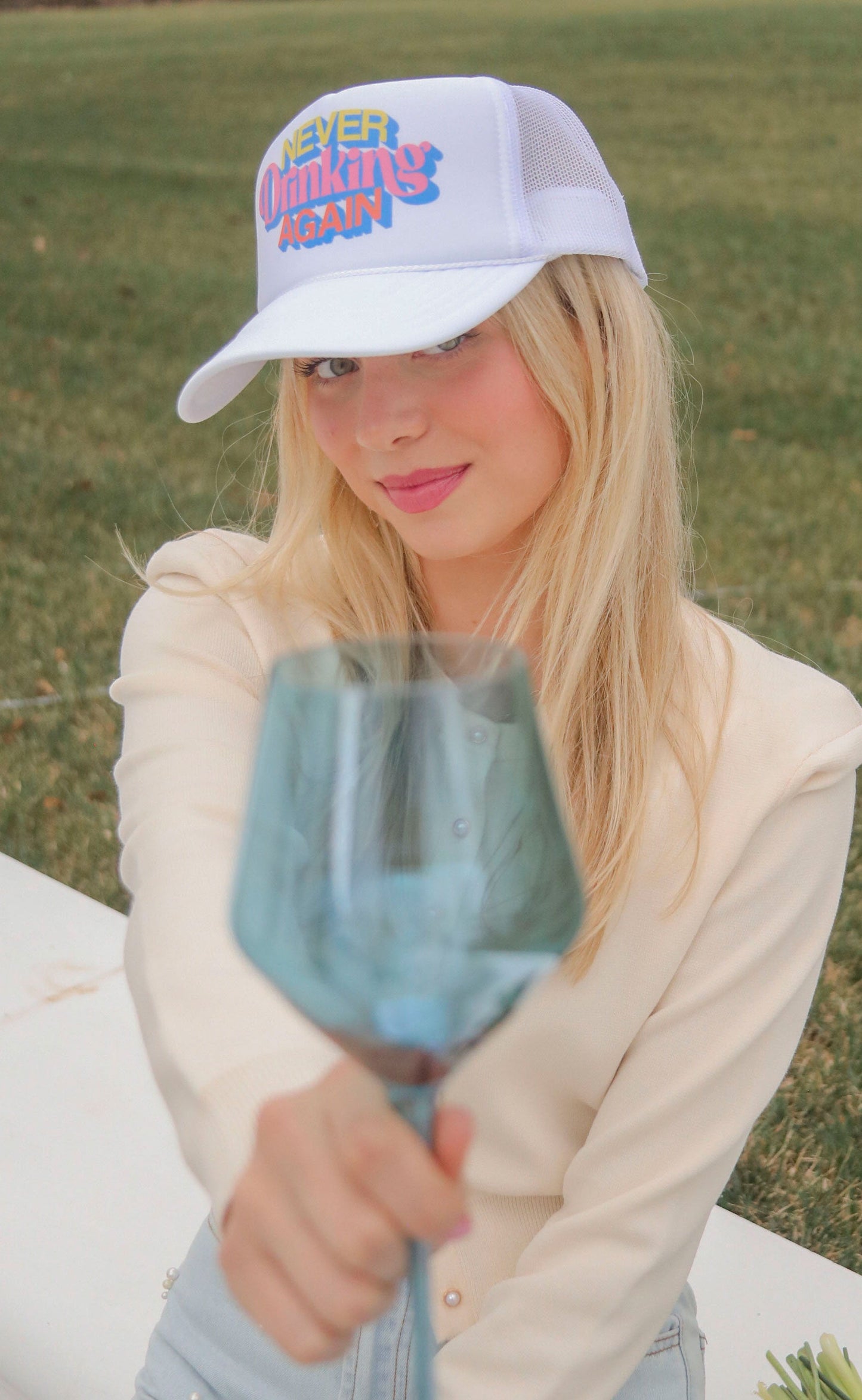 friday + saturday: never drinking again trucker hat