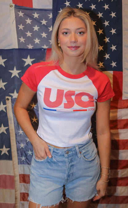 friday + saturday: usa baby tee
