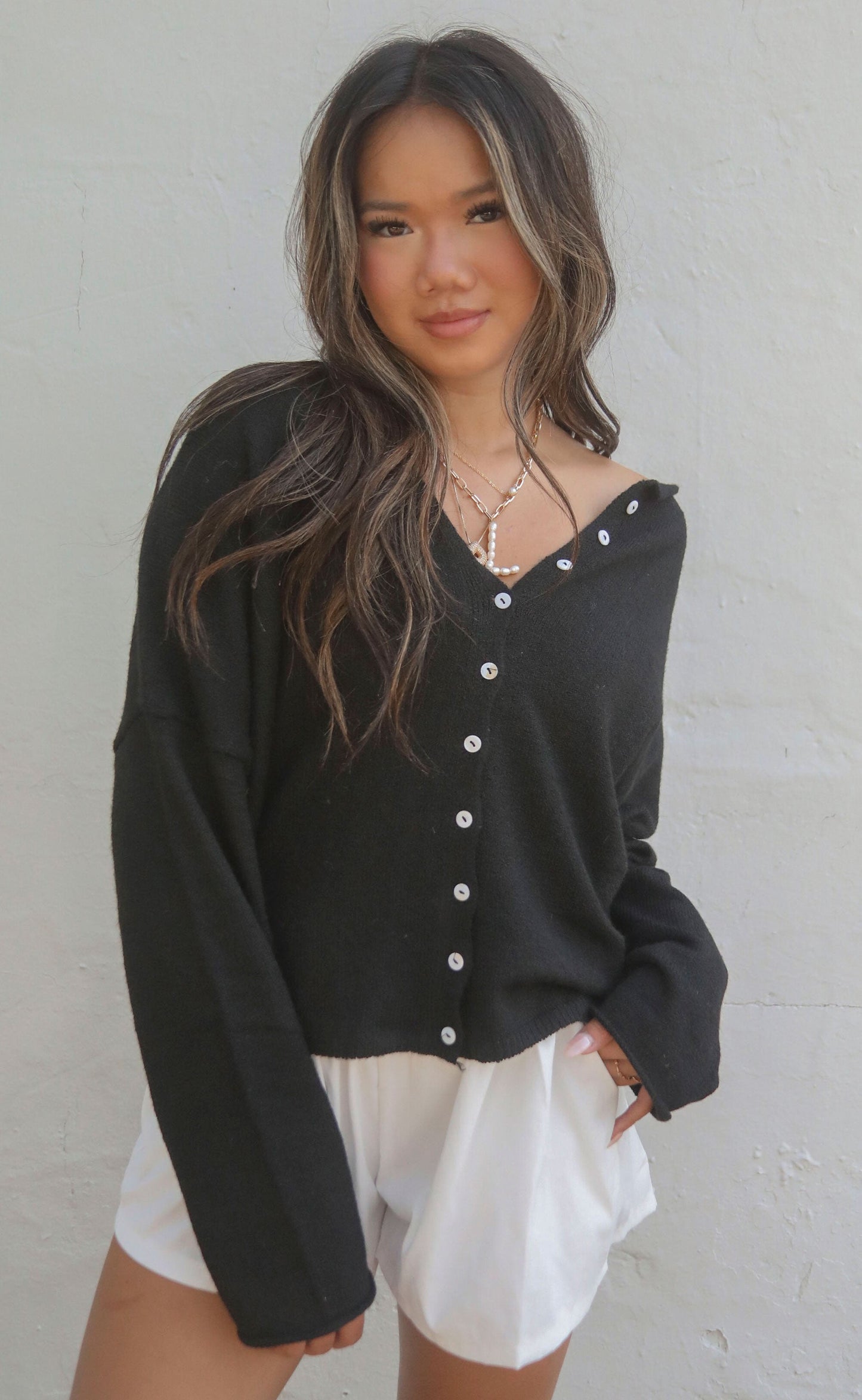 beat of your heart cardigan - black