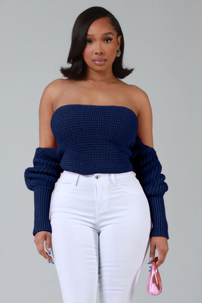 Multi Way Wrap Sweater - Navy Blue