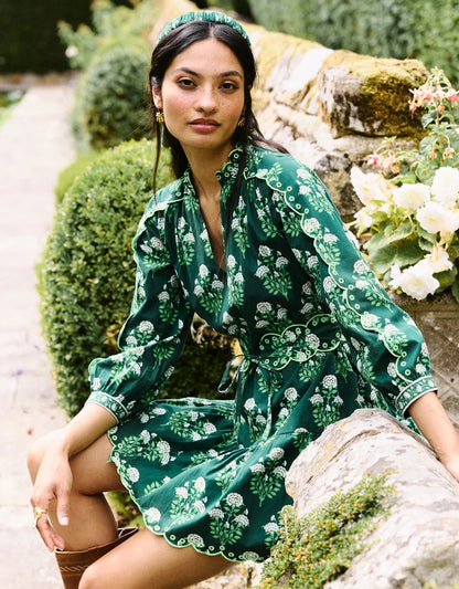 Pink City Prints Green Mini Dress