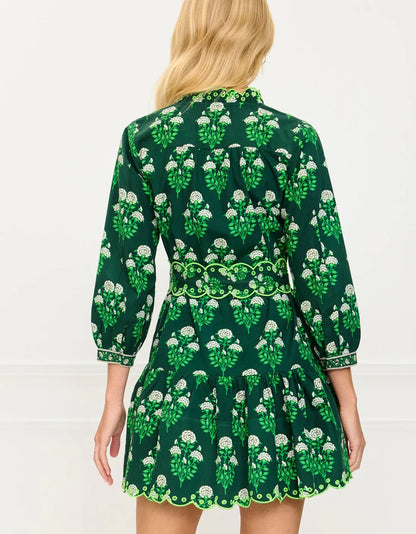 Pink City Prints Green Mini Dress