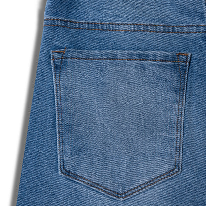 Rewind High Rise Jeans - Medium Wash Distressed Straight Leg
