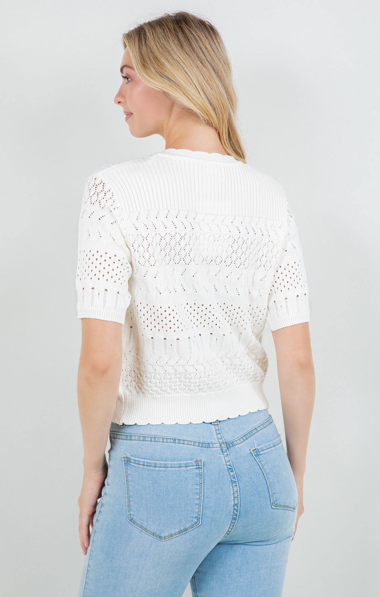 Alice Pointelle Short Sleeve Cardigan