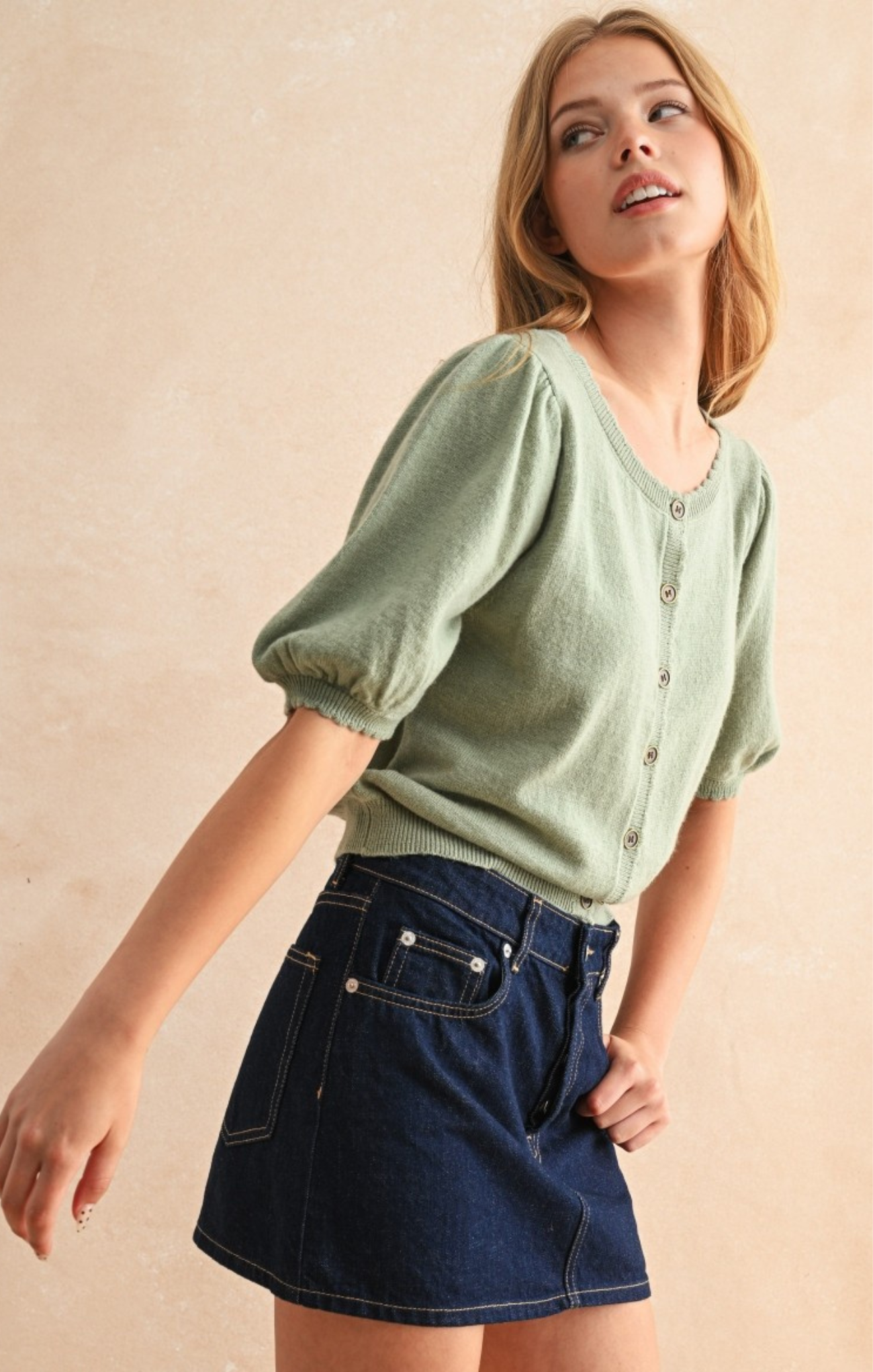Clarissa Puff Short Sleeve Knit Cardigan