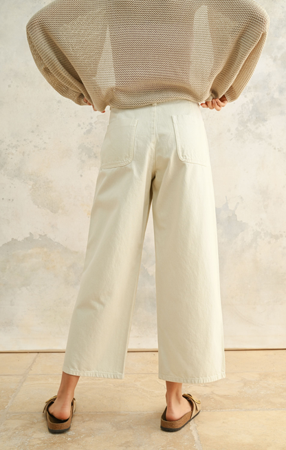 Courtney Button Front Cotton Pants