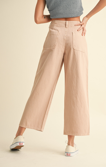 Courtney Button Front Cotton Pants