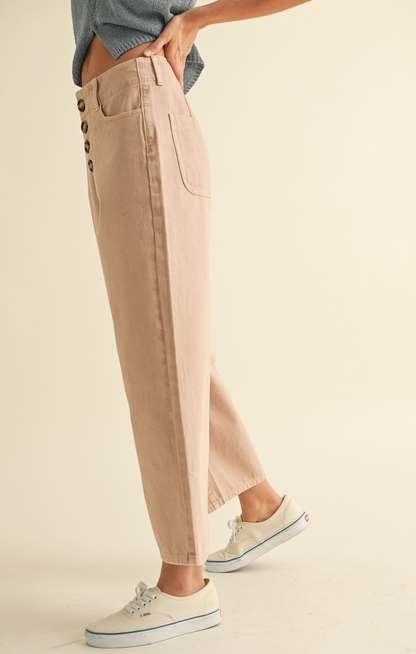 Courtney Button Front Cotton Pants