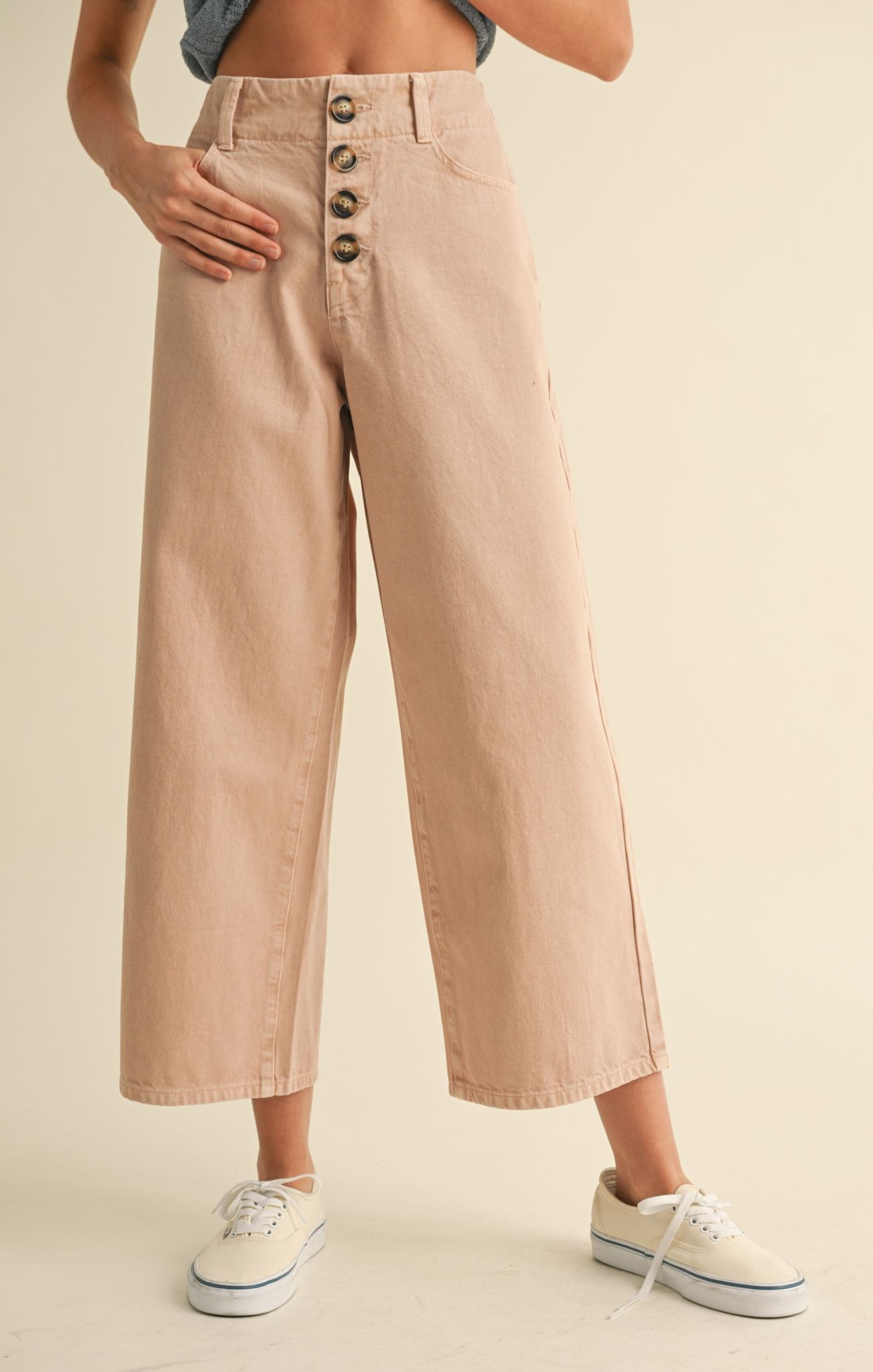 Courtney Button Front Cotton Pants
