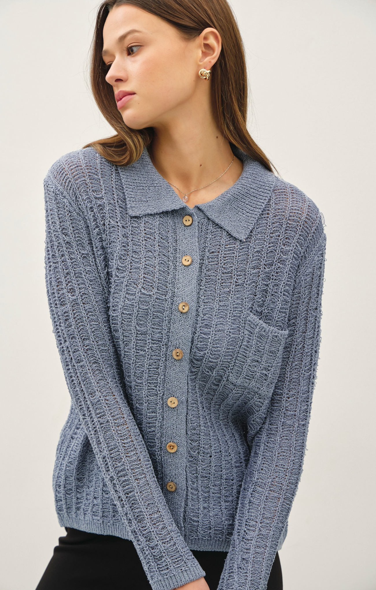 Daphne Textured Collared Cardigan