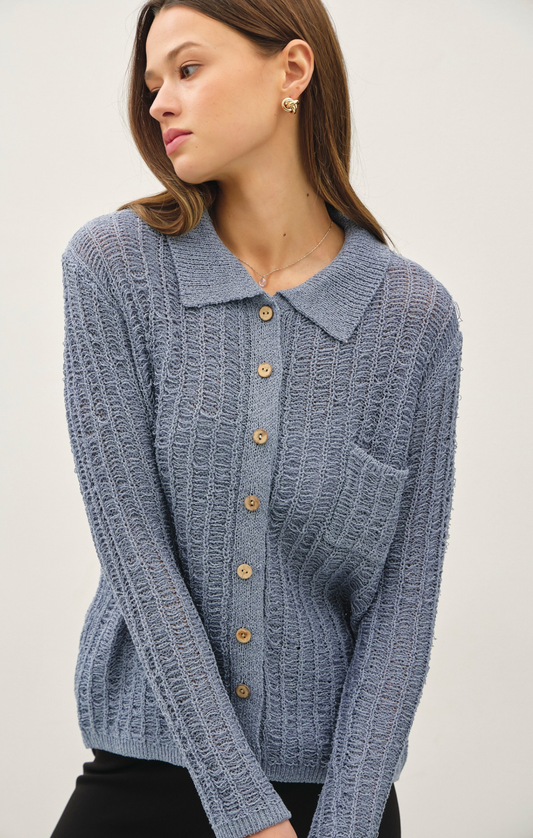 Daphne Textured Collared Cardigan