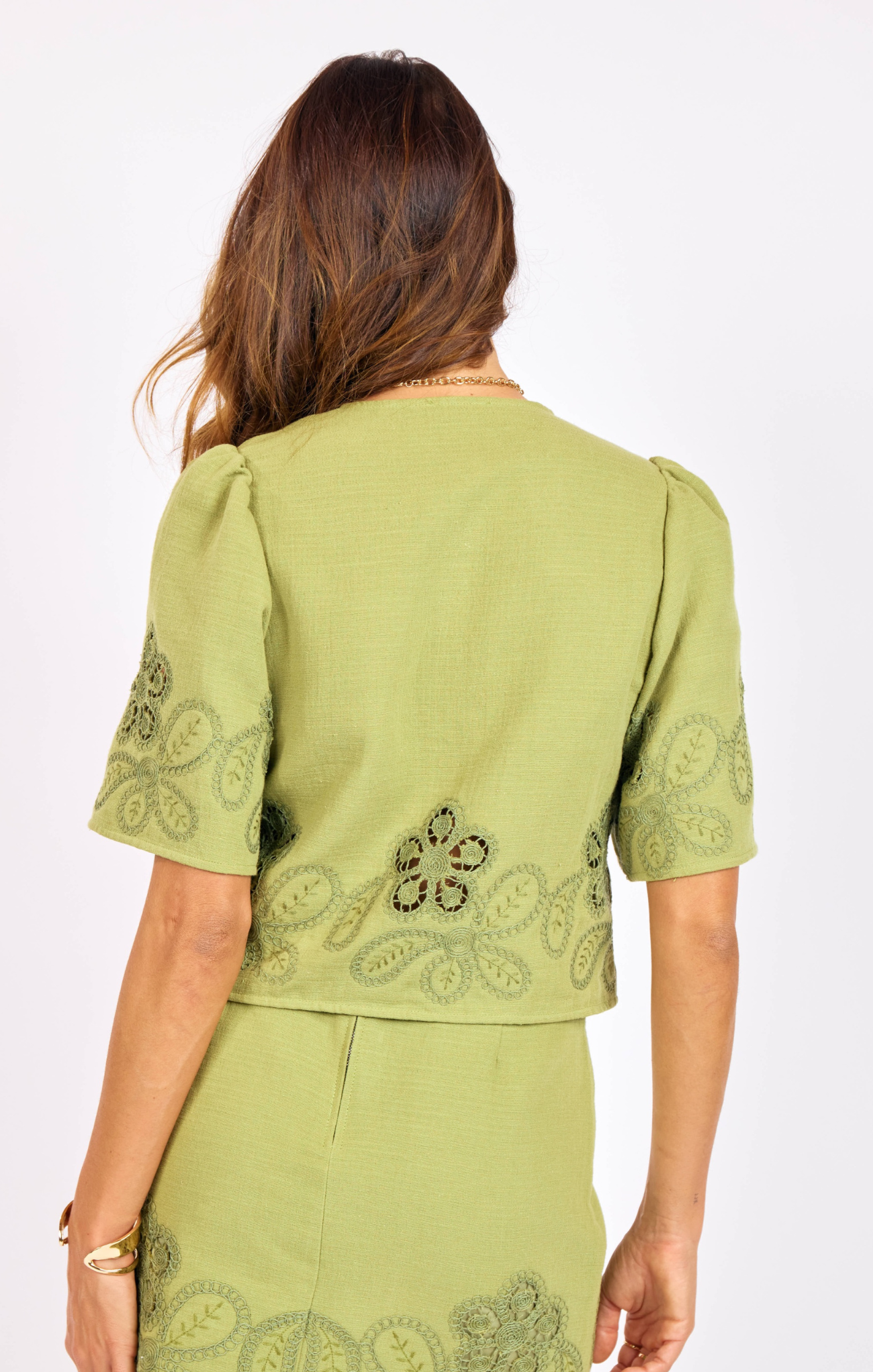 Floweret Embroidered Tie Top