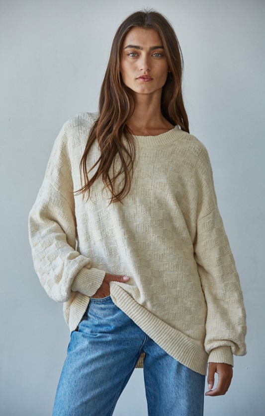 Iona Checkered Knit Pullover