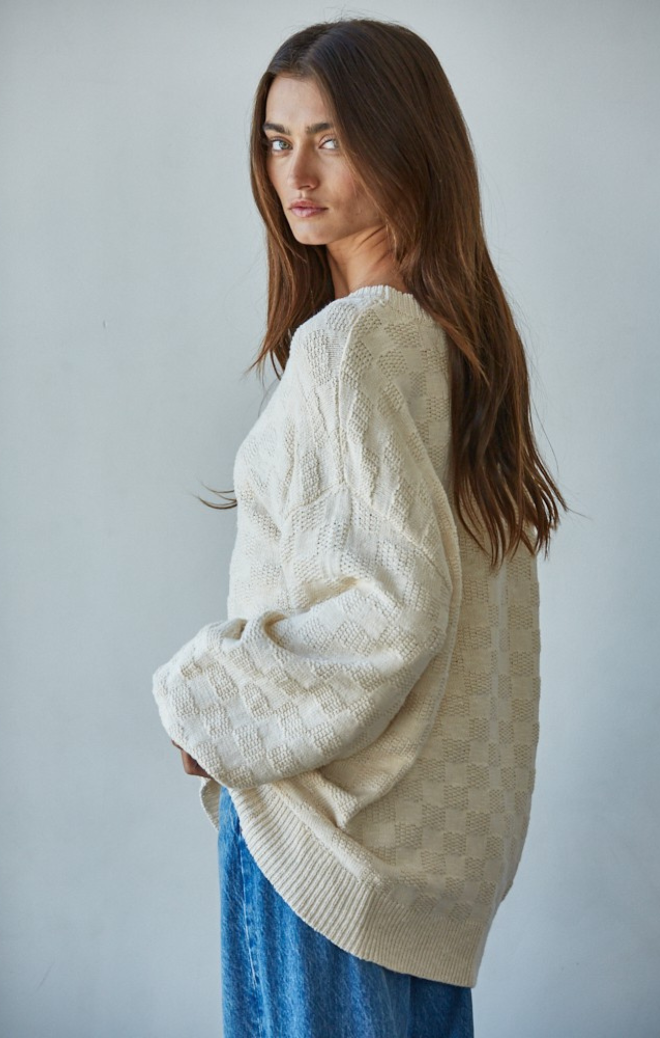 Iona Checkered Knit Pullover
