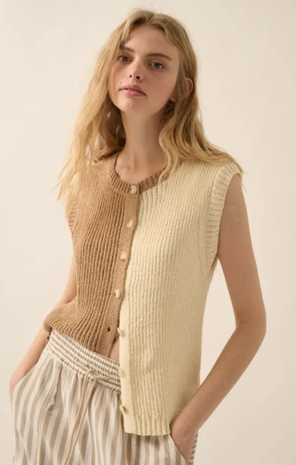Megan Color Block Sweater Vest