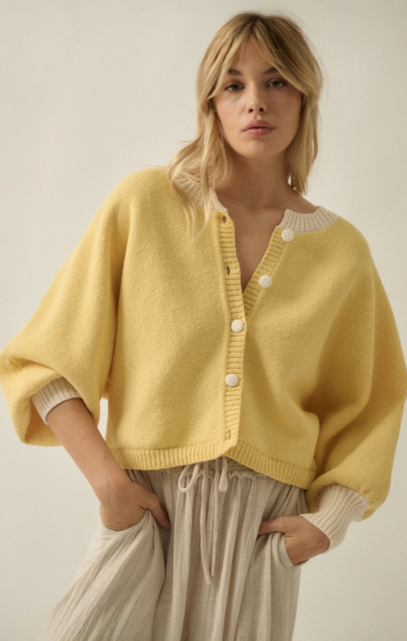 Naomi Contrast Sleeve Cardigan
