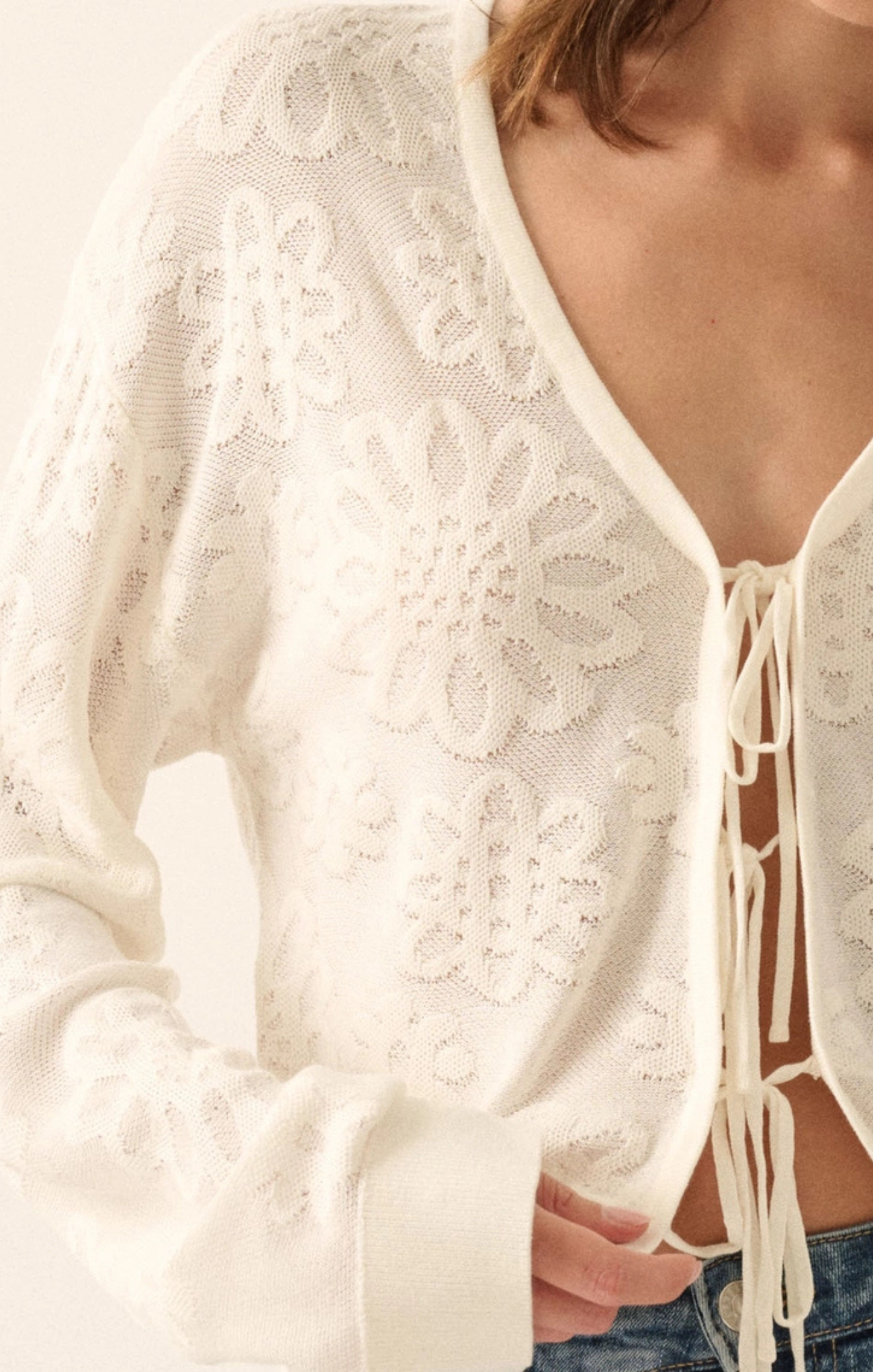 Scarlett Jacquard Tie Front Cardigan
