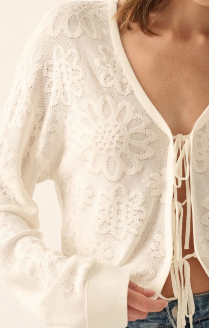 Scarlett Jacquard Tie Front Cardigan
