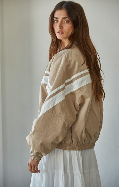 Stripe Accent Bomber Jacket